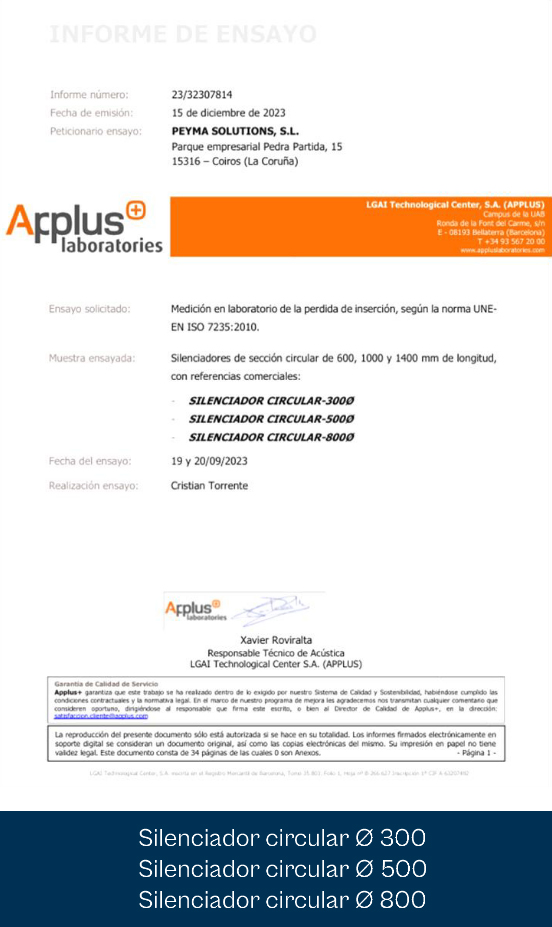 Informe ensayo silenciadores circulares